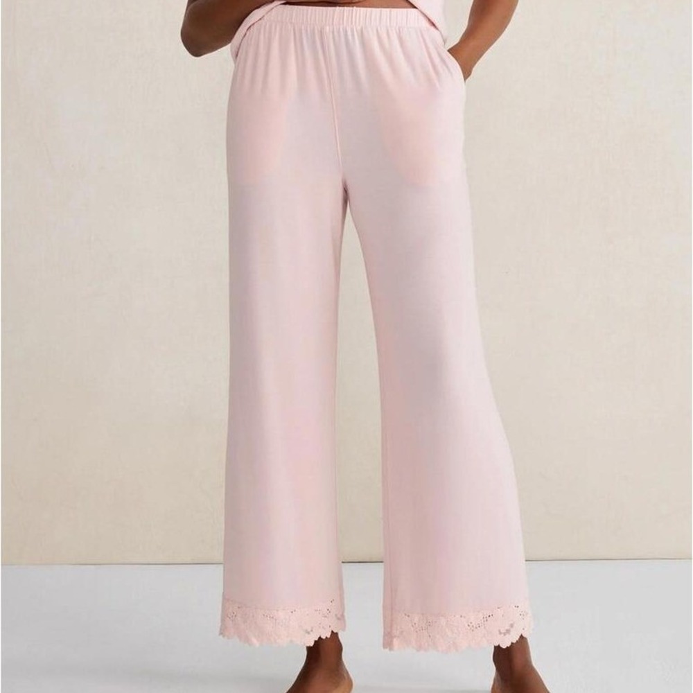 TOMMY JOHN Lounge Pajama Pants Women’s Size Small Blush Pink Lace Trim Modal
